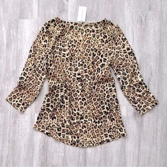 Charter Club Women's XL Petite NWT 100% Pima Cotton Leopard Print 3/4 Sleeve Top - Picture 6 of 6